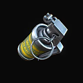 Smoke Grenade Weapon With Yellow Green Cylinder Body Metal Pin And Handle