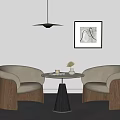Beige Leather Accent Chairs With Wooden Frames And Round Side Table In Modern Living Space