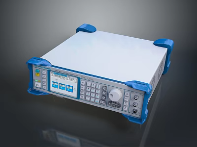 Electronic Test Instrument With Blue Casing White Panel Display Screen and Control Keypad 3d model