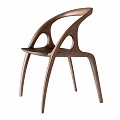 Modern Design Wooden Leisure Chair with Curved Armrests Unique Backrest and Two Wood Tones