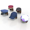 Collection of Assorted Colorful Hats with Hair Attachments on White Background
