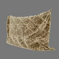 Elegant Vintage Velvet Pillow With Beige Background And Brown Ornate Scroll Patterns 3d model