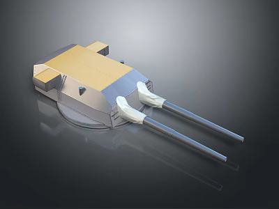 3D Model of Modern Weapon With Yellow Top Gray Body and Double Metal Rods 3d model