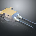 3D Model of Modern Weapon With Yellow Top Gray Body and Double Metal Rods