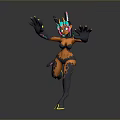 Vibrant Fantasy Character Design With Orange Black Body Colorful Eyes And Horns