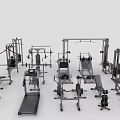 Diverse Sports Equipment Collection Featuring Weight Machines Dumbbells Treadmills And Exercise Benches