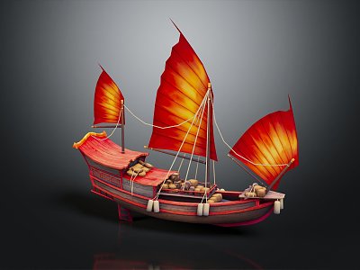 Chinese cartoon sailboat cartoon sailboat pirate ship 3d model