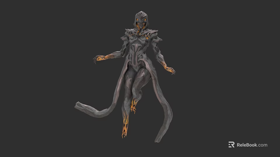 Modern Figure Cabinet Showcasing Unique Dark Mechanical Creature Collectible Model 3d model 
