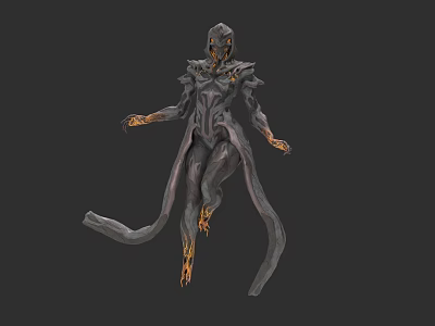 Modern Figure Cabinet Showcasing Unique Dark Mechanical Creature Collectible Model 3d model