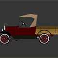 Vintage Red Truck With Tan Top Wooden Bed And Red Spoke Wheels
