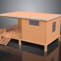 Modern Wooden House Exterior With Porch Railing Stairs Flat Roof And Windows