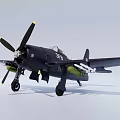 Dark Combat Fighter Jet Equipped With Propeller And Star Insignias