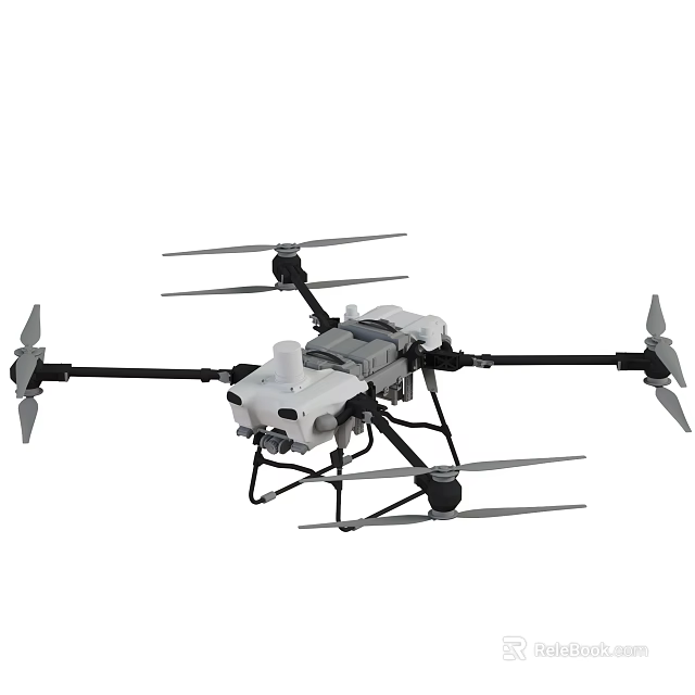 Professional Hexacopter Drone With White Body Camera And Rotating Propellers 3d model 