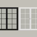 Dark Gray And White Double Panel Casement Windows With Grid Glass Design 3d model