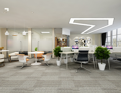 modern public office area open office area 3d model