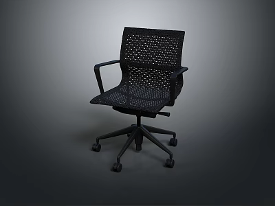 Ergonomic Black Office Chair with Mesh Back and Seat and Armrests on Swivel Wheels Base 3d model
