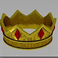 Shiny Golden Crown With Red Gemstones And Intricate Decorative Patterns
