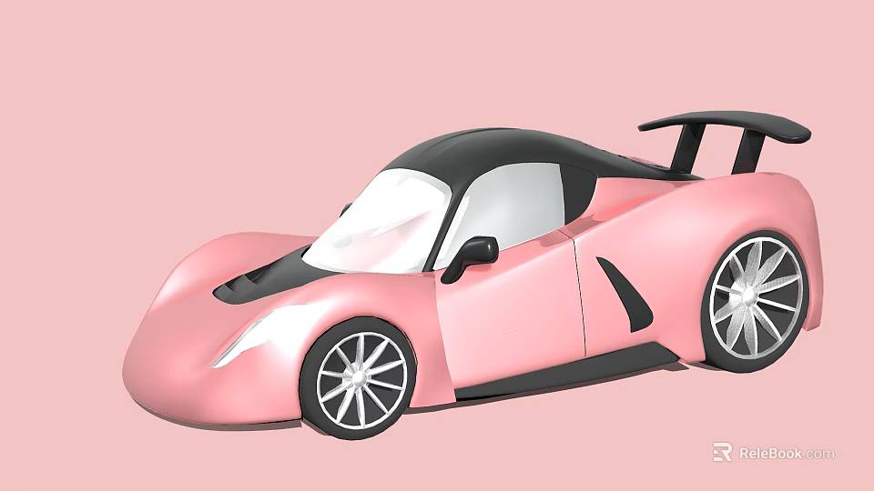 Pink Electric Toy Car With Streamlined Design Black Roof And Alloy Wheels 3d model 