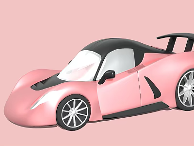 Pink Electric Toy Car With Streamlined Design Black Roof And Alloy Wheels 3d model