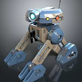 3D Robot Model With Blue Brown Metal Structure And Large Eyes Multi Legged Design 3d model