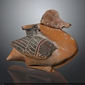 Traditional Orange Duck Shaped Decorative Furniture Accent With Black Red Patterns