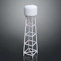 White Water Tower With Metal Frame Structure In Isolated Outdoor Setting 3d model