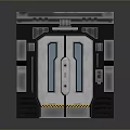 Metallic Double Paneled Door With Industrial Design And Futuristic Silver Gray Appearance