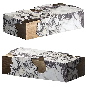 Modern profiled stone coffee table collection 3d model