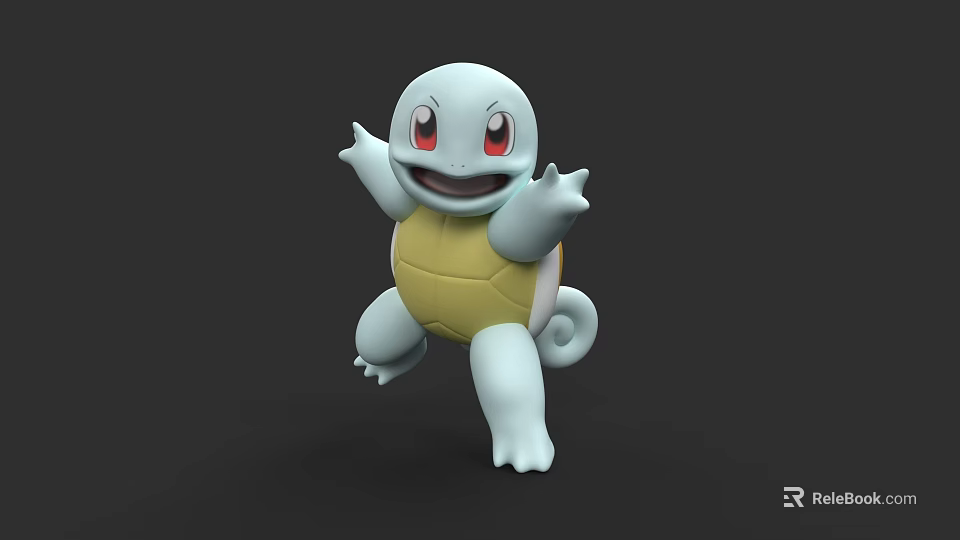 Cute Cartoon Turtle Doll With Light Blue Body Yellow Shell Open Arms Smiling Expression 3d model