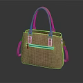 Tan Leather Handbag With Top Handles Shoulder Strap And Front Zip Pocket