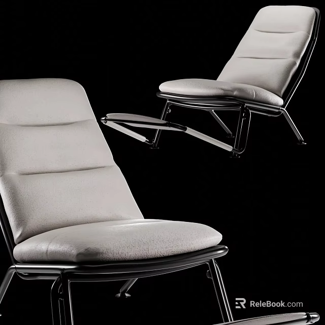 Modern Light Gray Leisure Chair with Metal Frame and Comfortable Padded Seat 3d model 