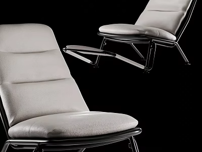 Modern Light Gray Leisure Chair with Metal Frame and Comfortable Padded Seat 3d model