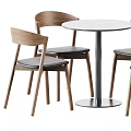 Modern Table and Chair Set With Wooden Backrest Chairs Round Table and Metal Legs