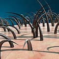Microscopic View of Skin and Hair Structure With Curved Black Hairs on Textured Surface
