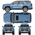 Blue Toyota SUV Modern Exterior Design With Two Angles View 3d model