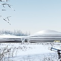 modern building public building special-shaped building snow scene 3d model