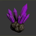Vibrant Purple Crystal Cluster With Rough Brown Base On Dark Background