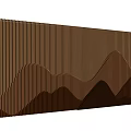 Modern Brown Wooden Feature Wall With Vertical Slats And Mountain Pattern 3d model