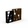 Modern Geometric Bookshelf Design With Black And Brown Wooden Shelving Units