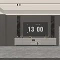 Modern Living Room Interior With TV Wall White Cabinet Green Plants And Light Carpet
