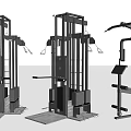 Modern Multifunctional Fitness Equipment with Smith Machine Pull Up Bar and Adjustable Training Stations 3d model