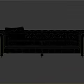 Elegant Black Leather Sofa With Tufted Design Armrests And Decorative Pillow