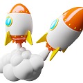 Q version rocket cartoon small rocket cartoon rocket space shuttle 3d model