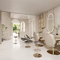 Modern Beauty Hair Salon Interior With Styling Stations Mirrors Soft Lighting And Green Plants