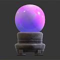 Decorative Ornament Set With Pink Crystal Ball On Multi Tiered Stone Base