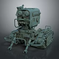 Mechanical Tracked Robot 3D Model With Sensor Cameras And Arm Mechanisms 3d model
