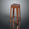 Modern Copper Metal Bar Stool With Square Seat And Slim Supportive Legs