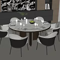 Modern Italian Dining Table and Chair Dining Table and Chair Combination Round Dining Table and Chair Round Dining Table Marble Dining Table Leather Dining Chair Dining Table Ornaments 3d model