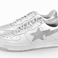 White Modern Sneakers With Star Design On Side And White Laces And Sole