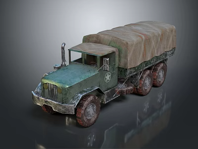 Functional Military Truck With Canvas Covered Cargo Bed And Multi Wheel Design 3d model